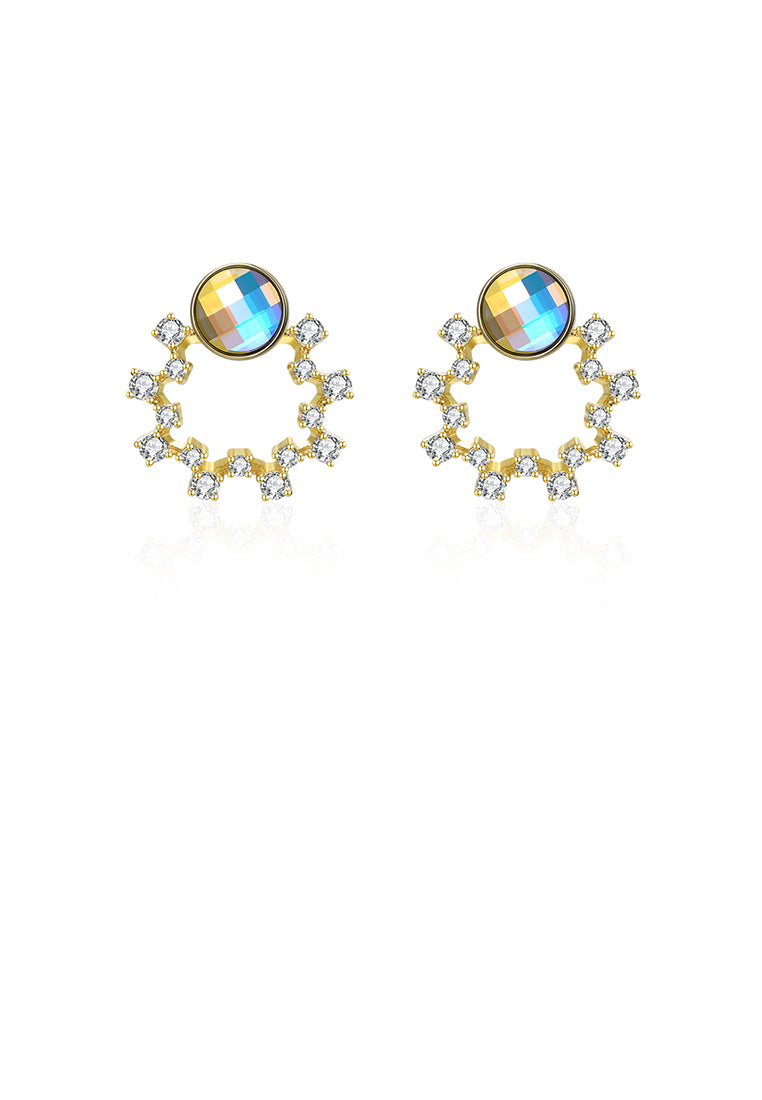 925 Sterling Silver Plated Gold Elegant Garland Earrings with Colorful Austrian Element Crystals