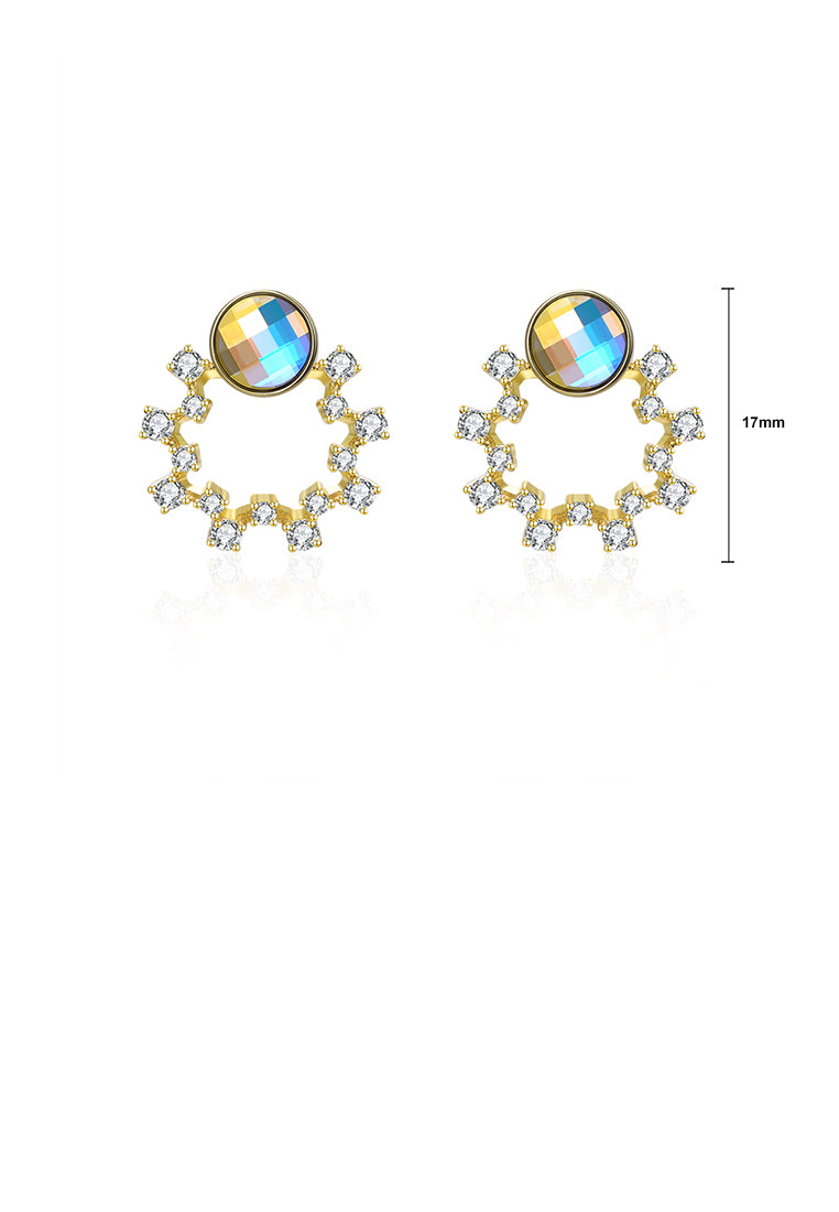 925 Sterling Silver Plated Gold Elegant Garland Earrings with Colorful Austrian Element Crystals