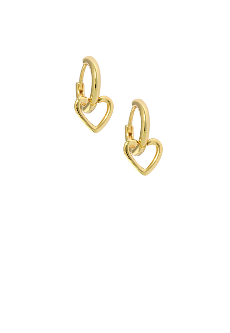 925 Sterling Silver Plated Gold Simple and Fashion Hollow Heart-shaped Geometric Earrings