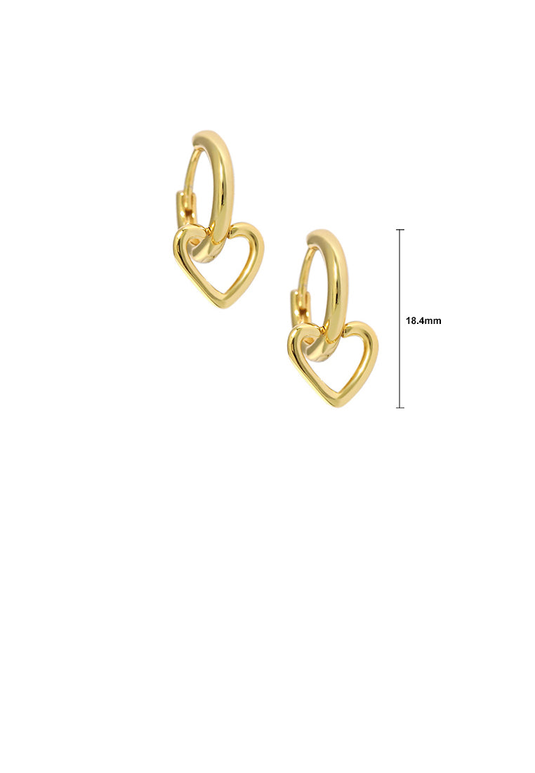 925 Sterling Silver Plated Gold Simple and Fashion Hollow Heart-shaped Geometric Earrings