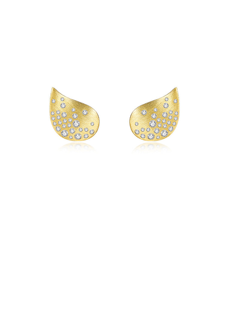 925 Sterling Silver Plated Gold Simple and Fashion Water Drop-shaped Geometric Stud Earrings with Cubic Zirconia - Luxurious Look