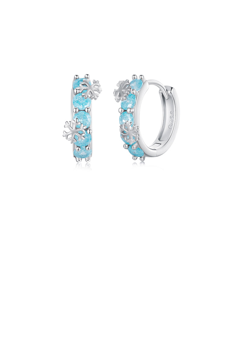925 Sterling Silver Fashion Temperament Snowflake Earrings with Blue Cubic Zirconia - Luxurious Look