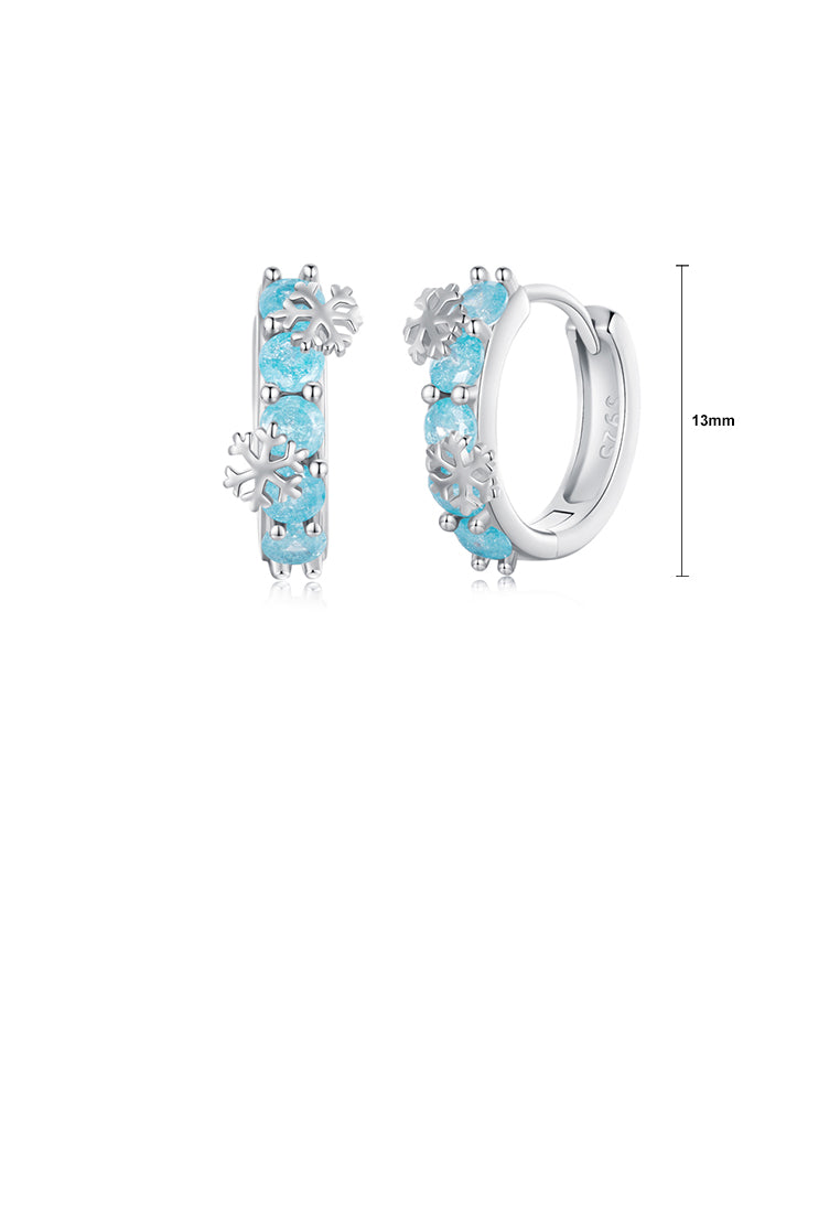 925 Sterling Silver Fashion Temperament Snowflake Earrings with Blue Cubic Zirconia - Luxurious Look
