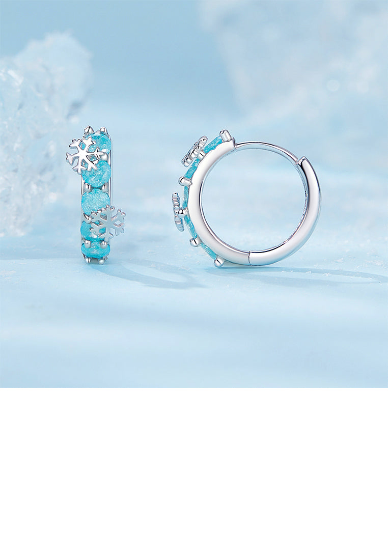 925 Sterling Silver Fashion Temperament Snowflake Earrings with Blue Cubic Zirconia - Luxurious Look