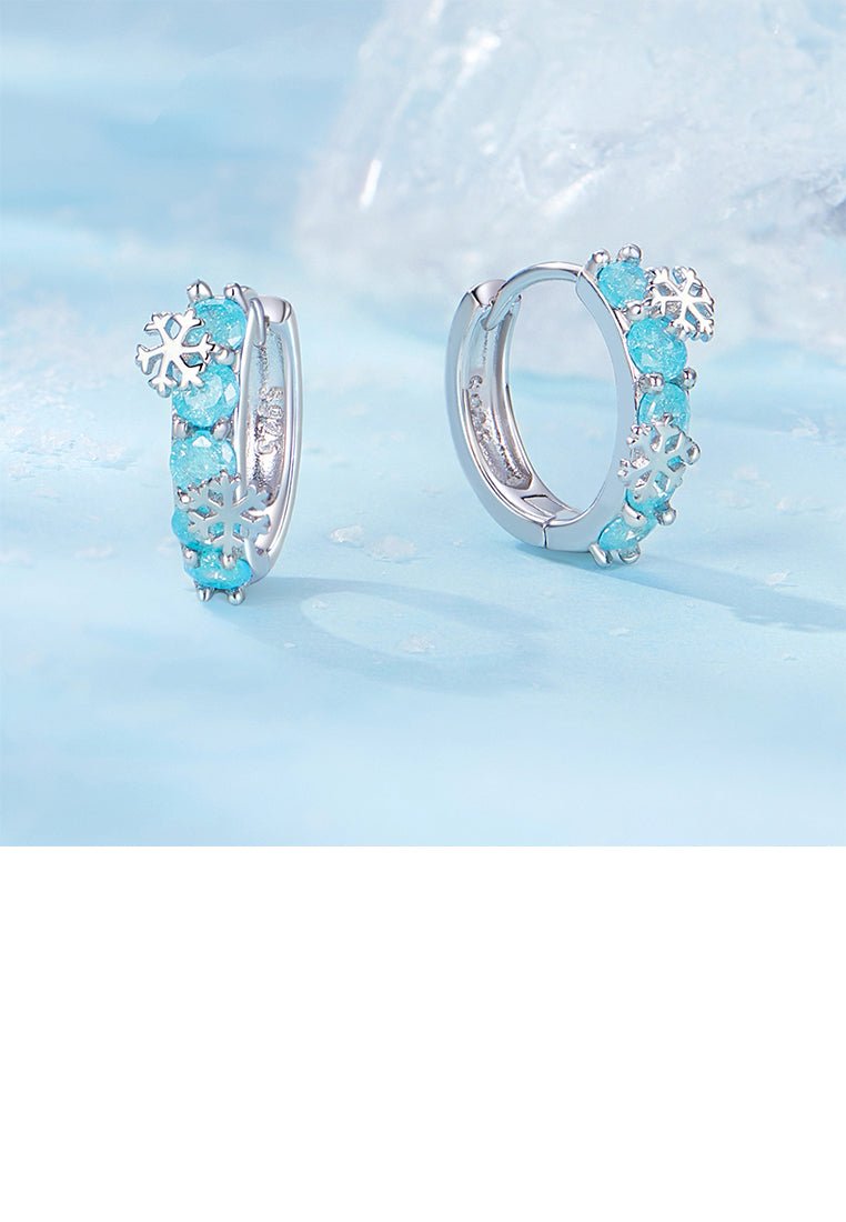 925 Sterling Silver Fashion Temperament Snowflake Earrings with Blue Cubic Zirconia - Luxurious Look