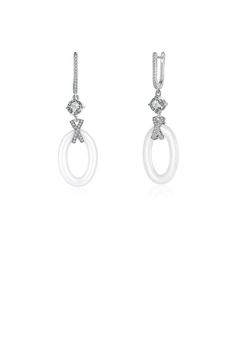 925 Sterling Silver Round Earrings with Austrian Element Crystal