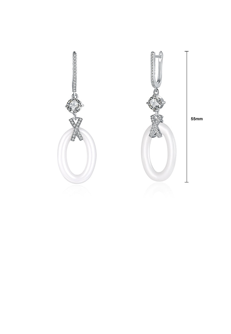925 Sterling Silver Round Earrings with Austrian Element Crystal
