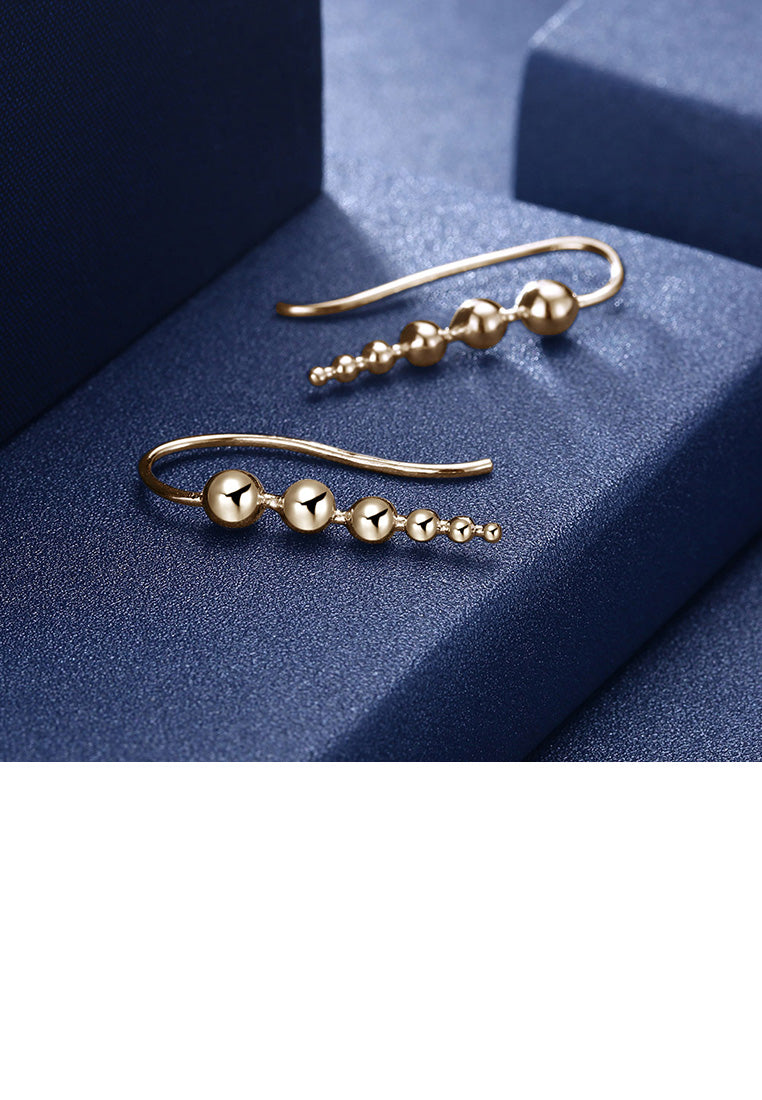 925 Sterling Silver Plated Champagne Gold Bead Earrings