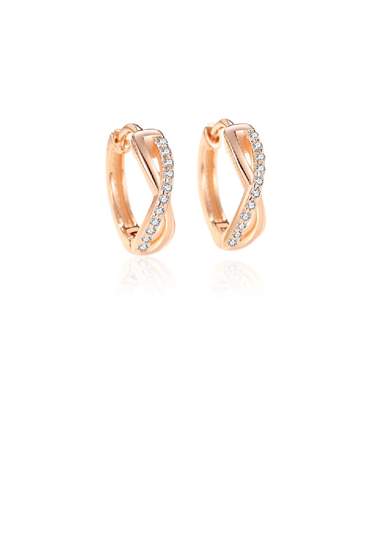925 Sterling Silver Plated Rose Gold Simple Personality Cross X-Shape Geometric Earrings with Cubic Zirconia - Luxurious Look