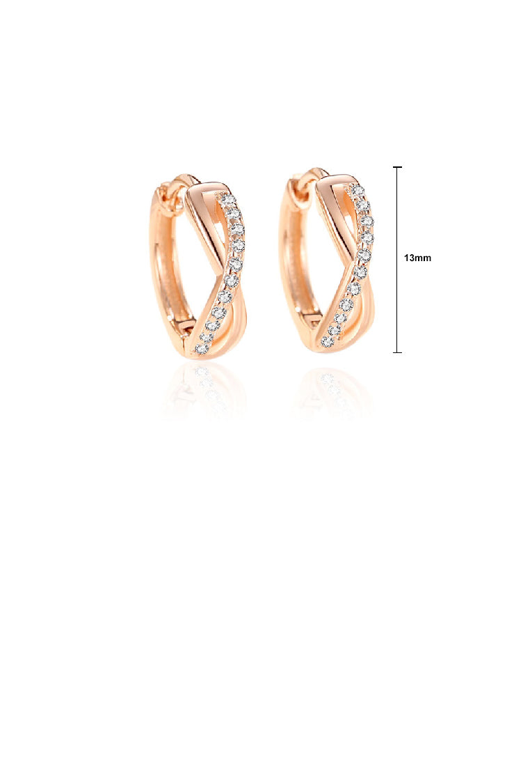 925 Sterling Silver Plated Rose Gold Simple Personality Cross X-Shape Geometric Earrings with Cubic Zirconia - Luxurious Look