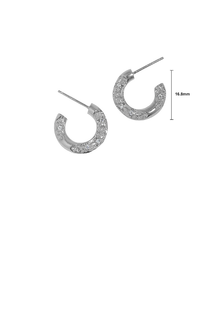925 Sterling Silver Fashion Simple C-shaped Geometric Stud Earrings with Cubic Zirconia - Luxurious Look