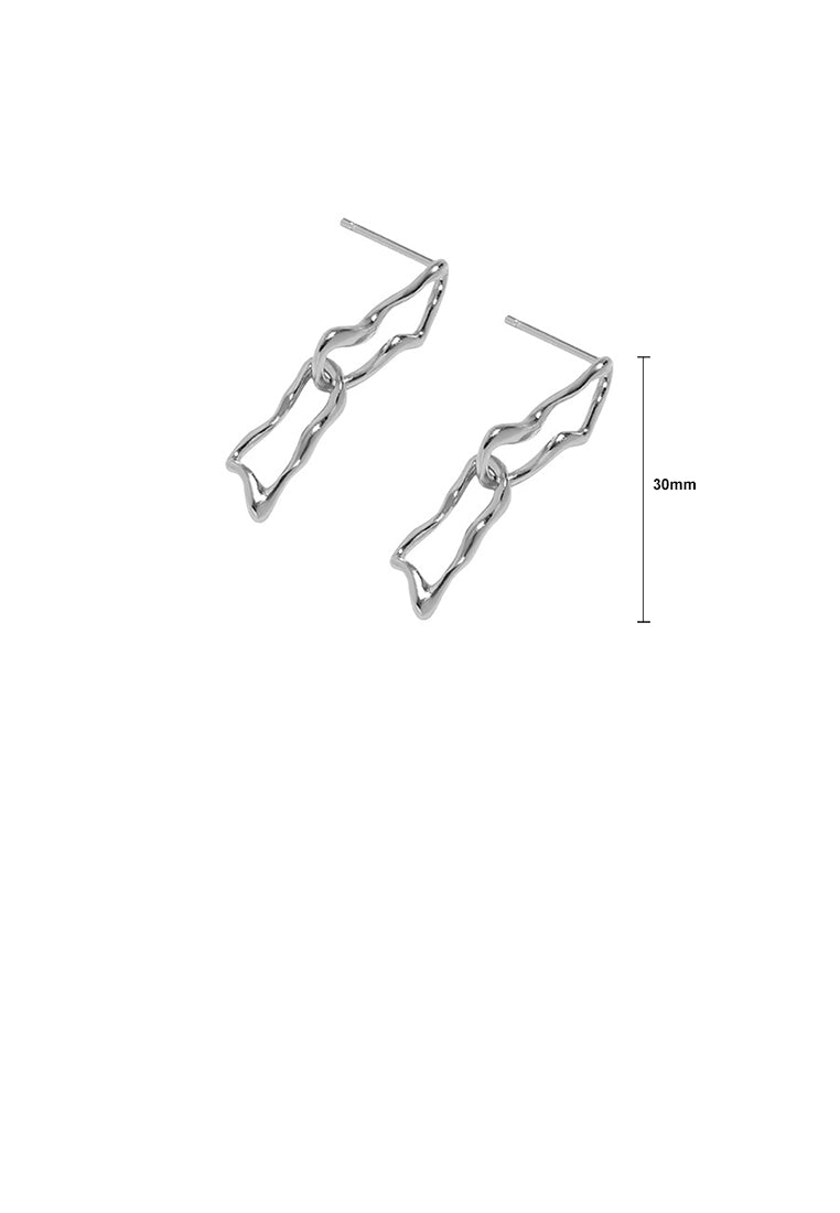 925 Sterling Silver Simple Temperament Irregular Hollow Geometric Earrings