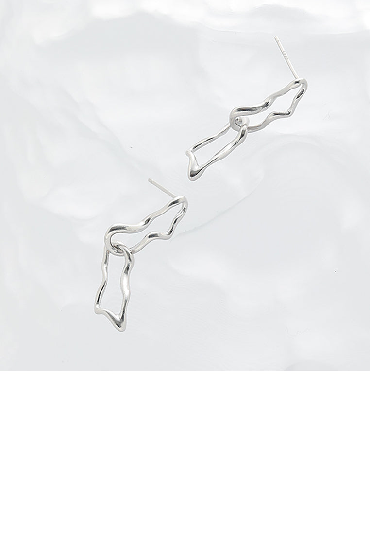 925 Sterling Silver Simple Temperament Irregular Hollow Geometric Earrings