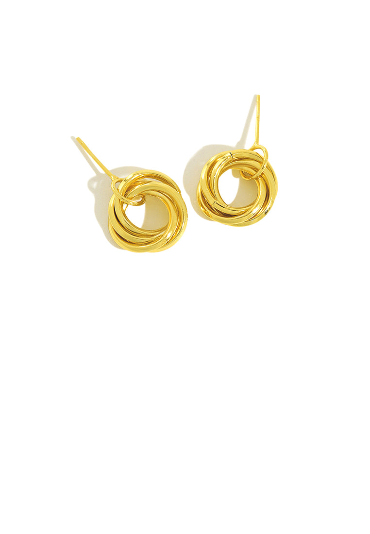 925 Sterling Silver Plated Gold Simple Temperament Geometric Multi Layer Circle Stud Earrings