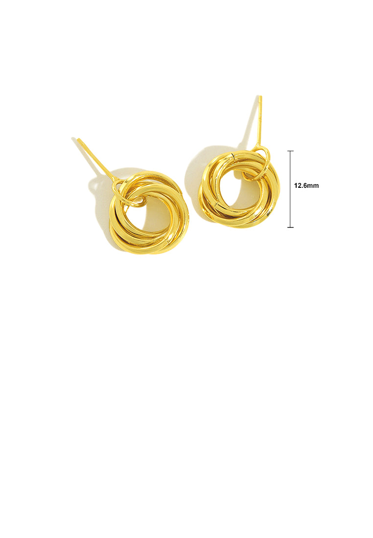 925 Sterling Silver Plated Gold Simple Temperament Geometric Multi Layer Circle Stud Earrings