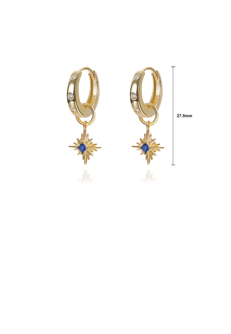 925 Sterling Silver Plated Gold Fashion Personality Star Geometric Earrings with Cubic Zirconia - Luxurious Look