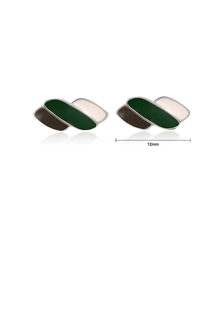 925 Sterling Silver Simple Fashion Enamel Geometric Stud Earrings