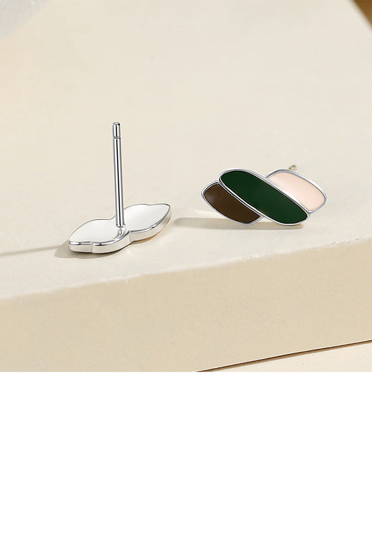 925 Sterling Silver Simple Fashion Enamel Geometric Stud Earrings