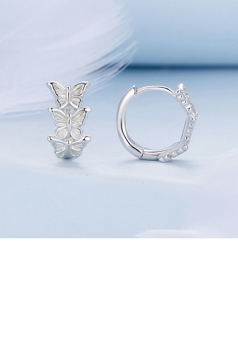 925 Sterling Silver Simple Fashion Butterfly Geometric Earrings