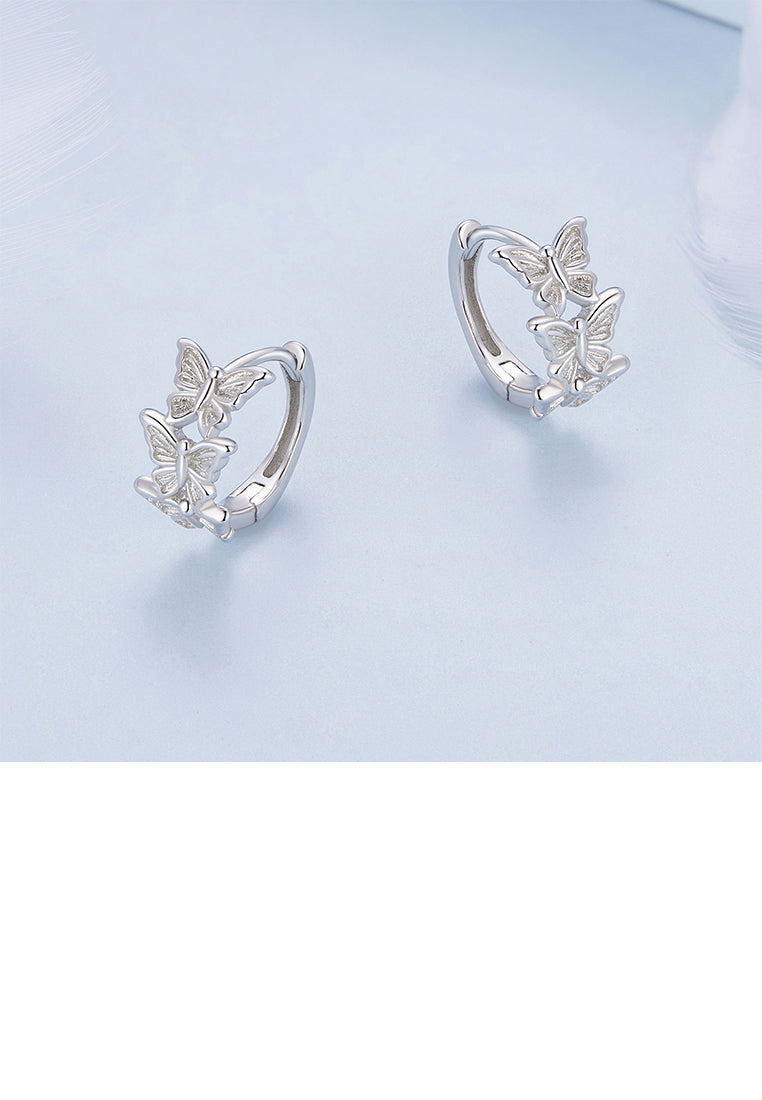 925 Sterling Silver Simple Fashion Butterfly Geometric Earrings