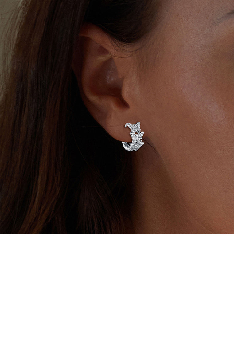 925 Sterling Silver Simple Fashion Butterfly Geometric Earrings