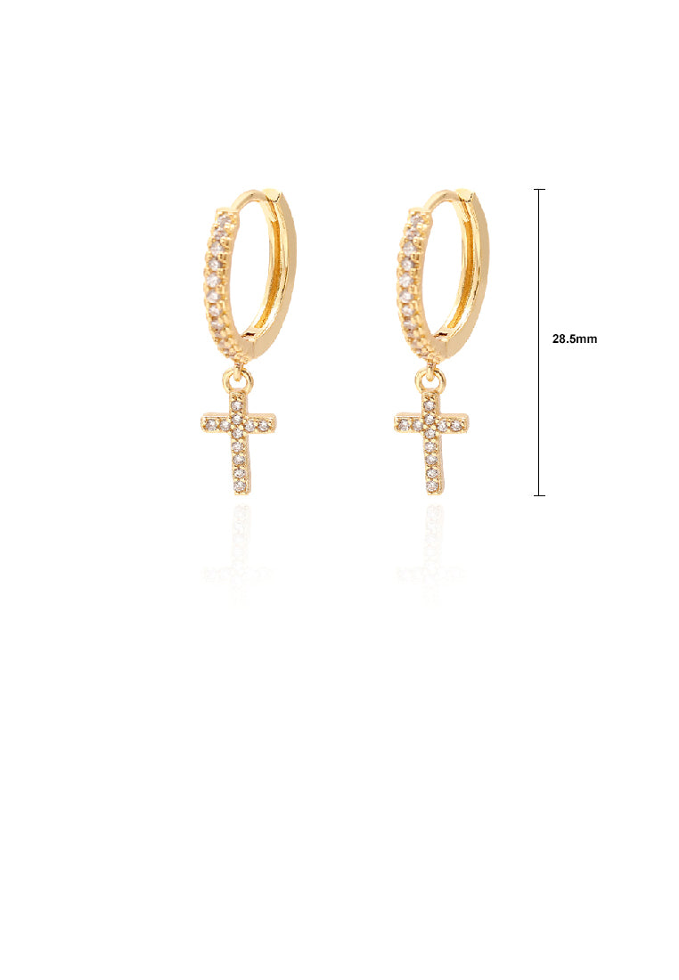 Fashion Simple Plated Gold Cross Geometric Earrings with Cubic Zirconia - Luxurious Look
