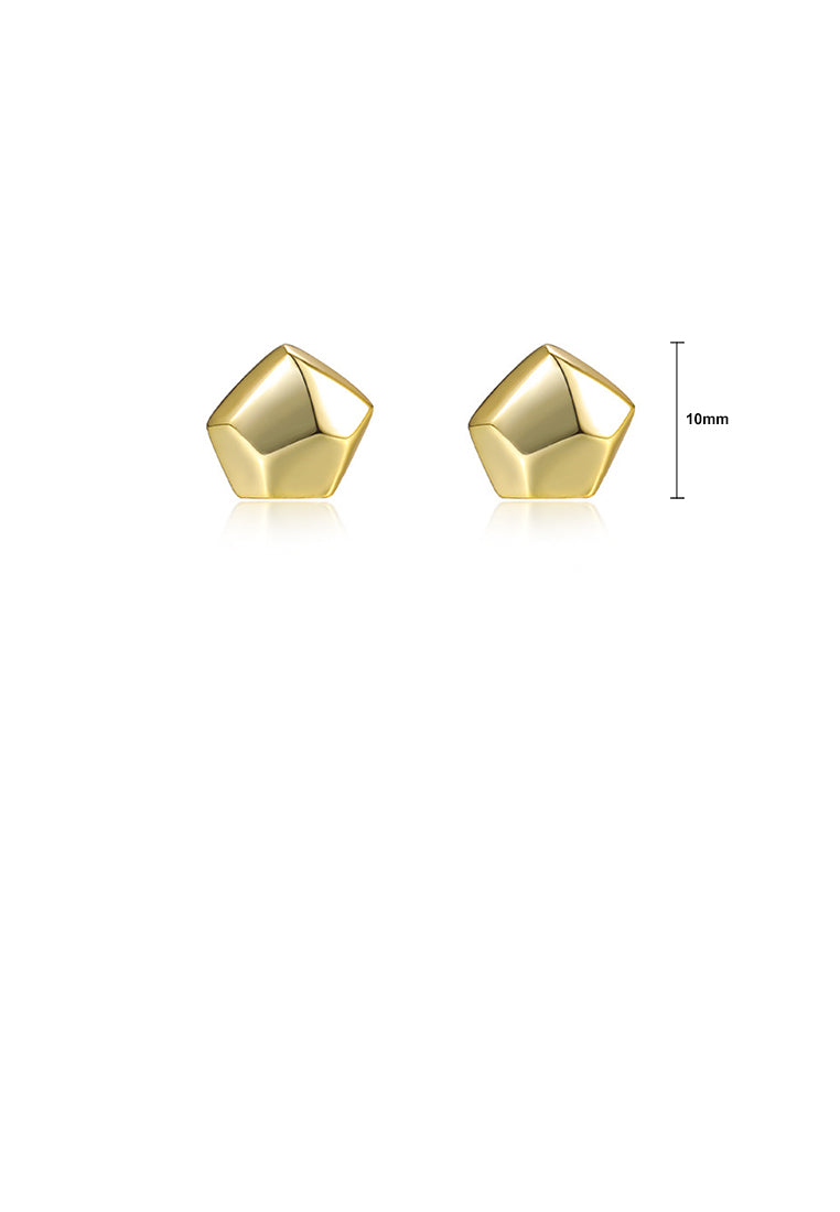 925 Sterling Silver Plated Gold Simple Personality Irregular Geometric Stud Earrings