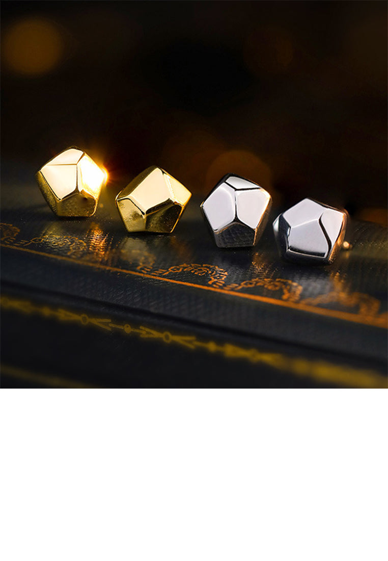 925 Sterling Silver Plated Gold Simple Personality Irregular Geometric Stud Earrings