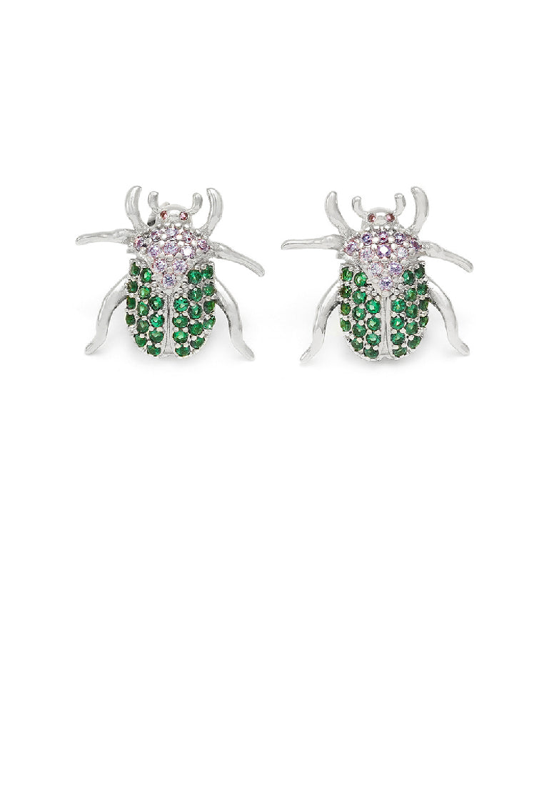 Fashion Simple Ladybug Stud Earrings with Cubic Zirconia - Luxurious Look