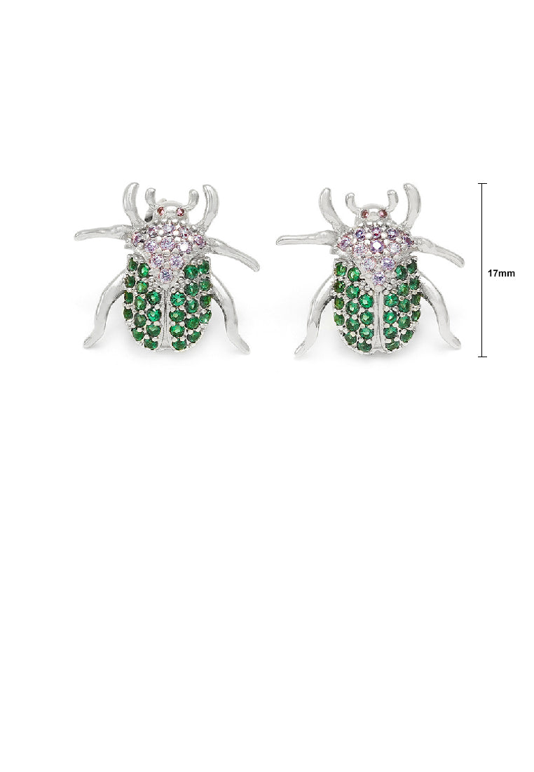 Fashion Simple Ladybug Stud Earrings with Cubic Zirconia - Luxurious Look