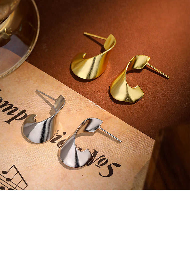 925 Sterling Silver Simple Personality Twisted Irregular Geometric Stud Earrings