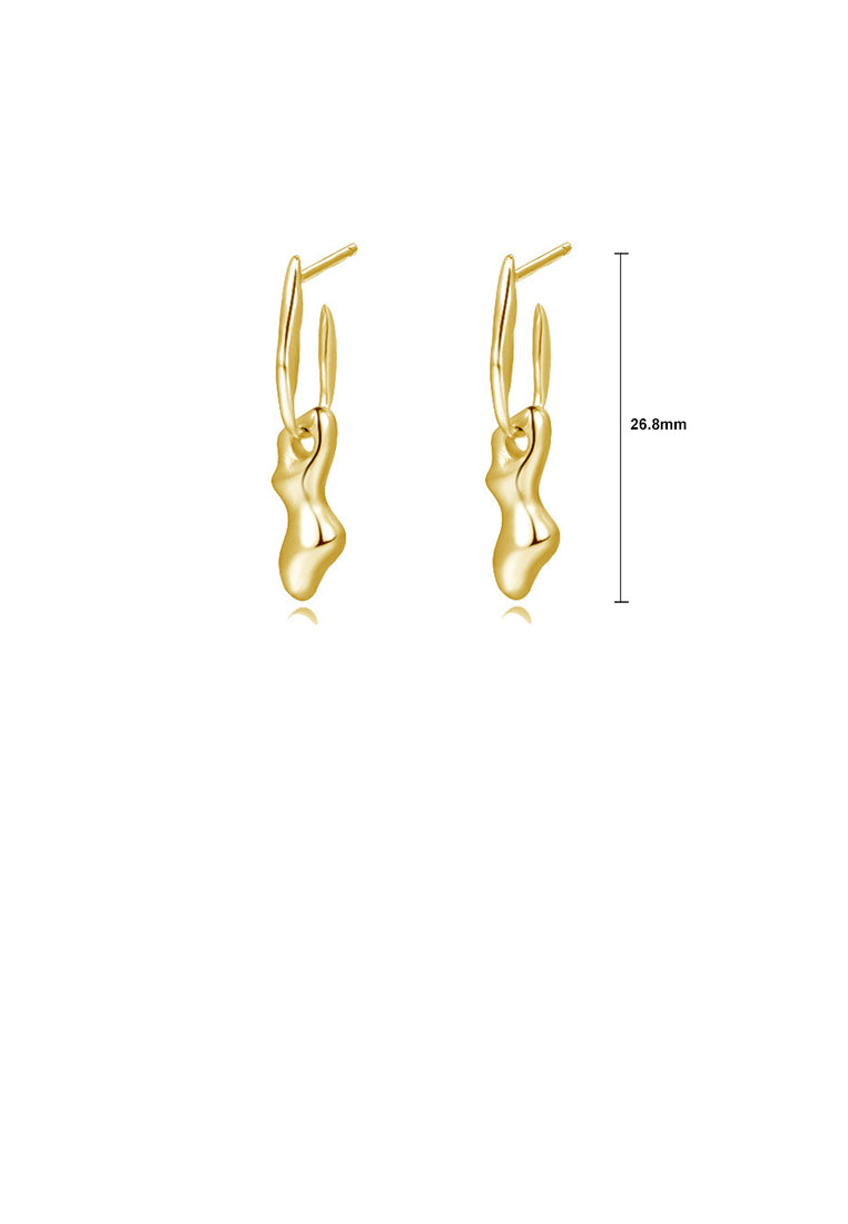 925 Sterling Silver Plated Gold Simple Personality Irregular Ripple Geometric Earrings
