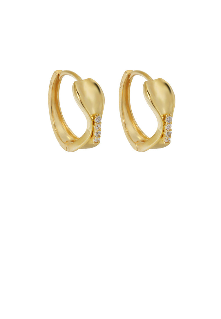 925 Sterling Silver Plated Gold Simple Fashion Geometric Earrings with Cubic Zirconia - Luxurious Look