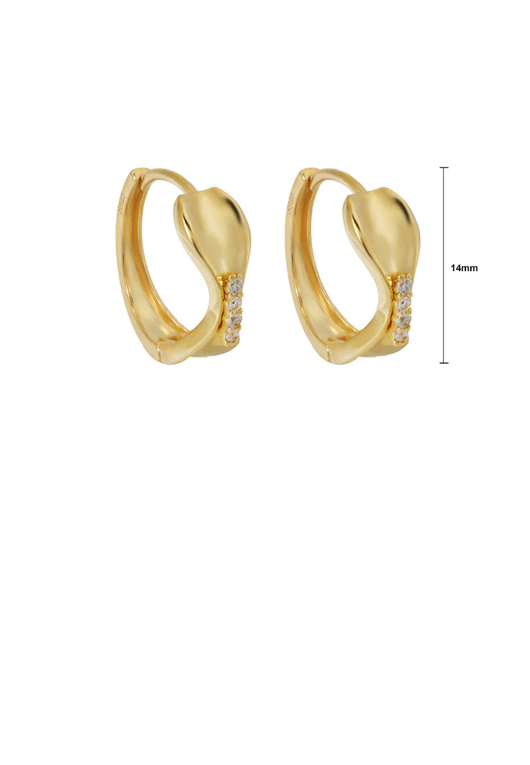 925 Sterling Silver Plated Gold Simple Fashion Geometric Earrings with Cubic Zirconia - Luxurious Look