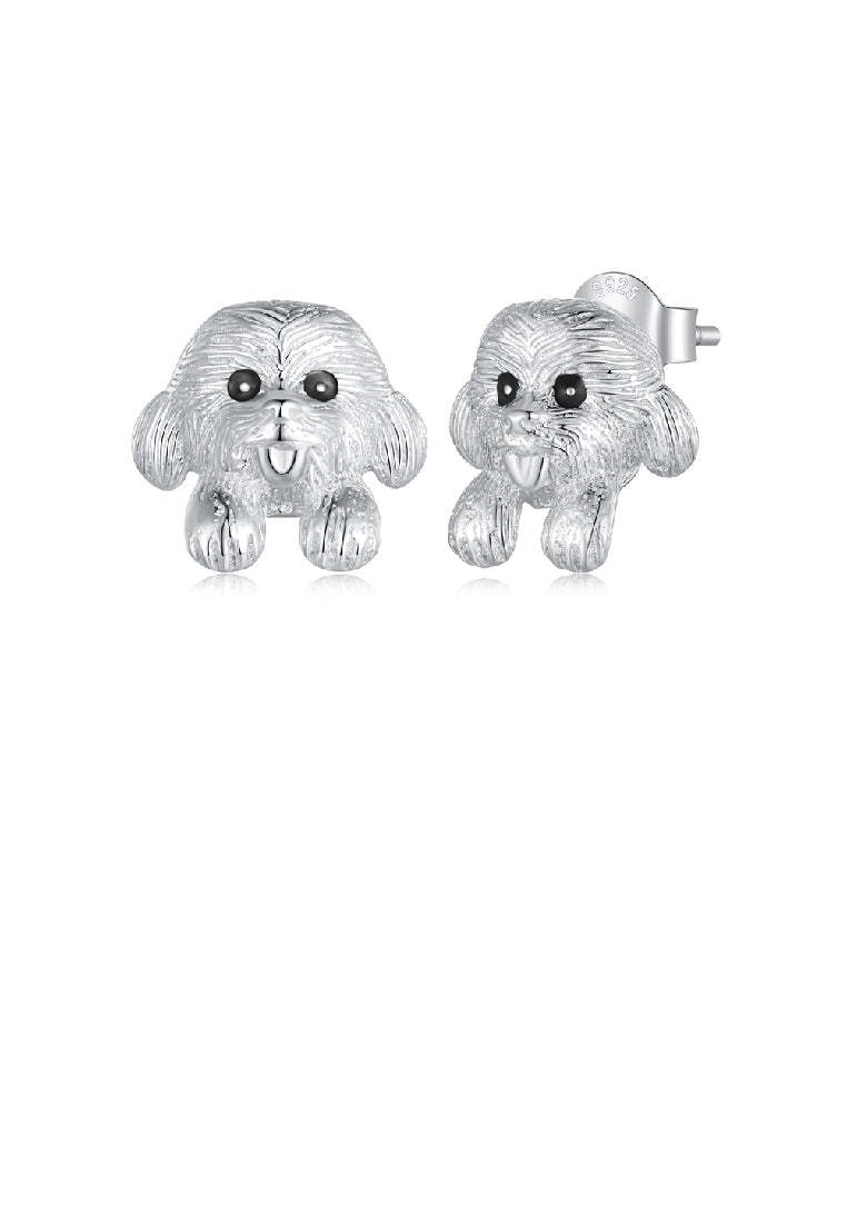 925 Sterling Silver Simple Cute Puppy Stud Earrings
