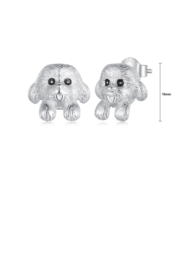 925 Sterling Silver Simple Cute Puppy Stud Earrings