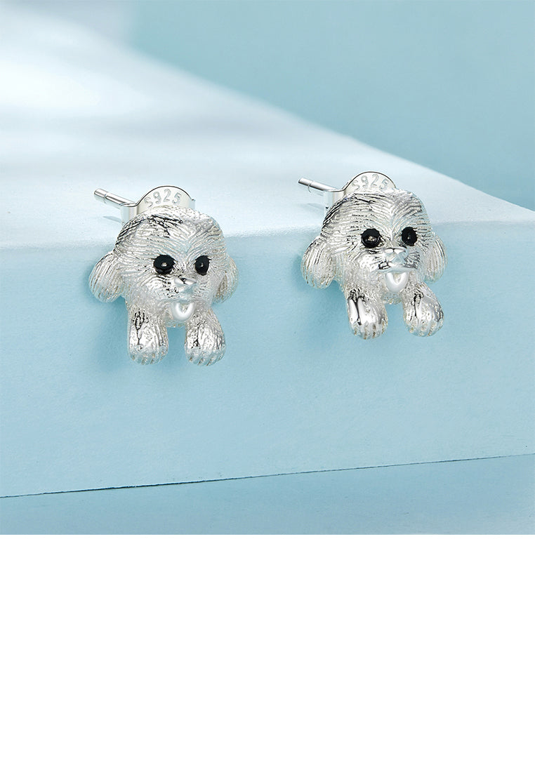 925 Sterling Silver Simple Cute Puppy Stud Earrings