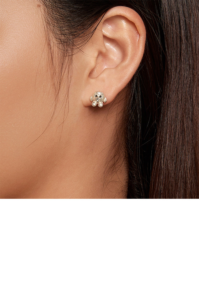 925 Sterling Silver Simple Cute Puppy Stud Earrings