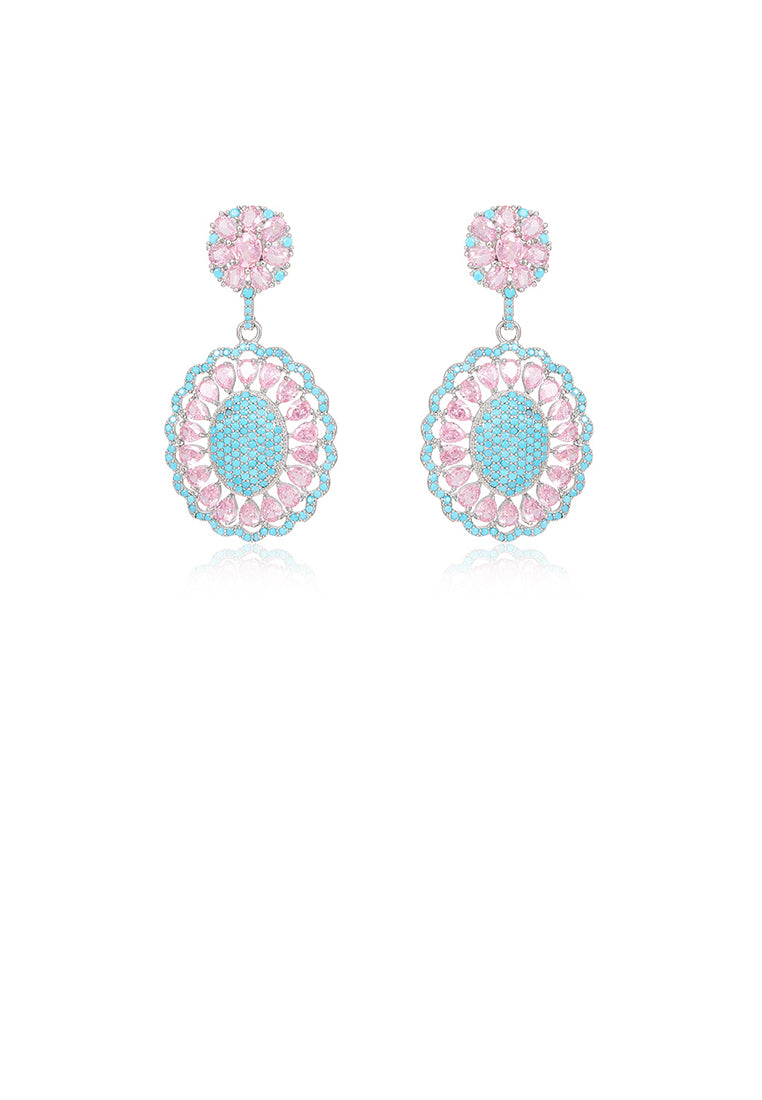 Elegant Dazzling Hollow Pattern Geometric Oval Earrings with Cubic Zirconia - Luxurious Look