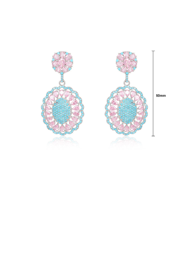 Elegant Dazzling Hollow Pattern Geometric Oval Earrings with Cubic Zirconia - Luxurious Look
