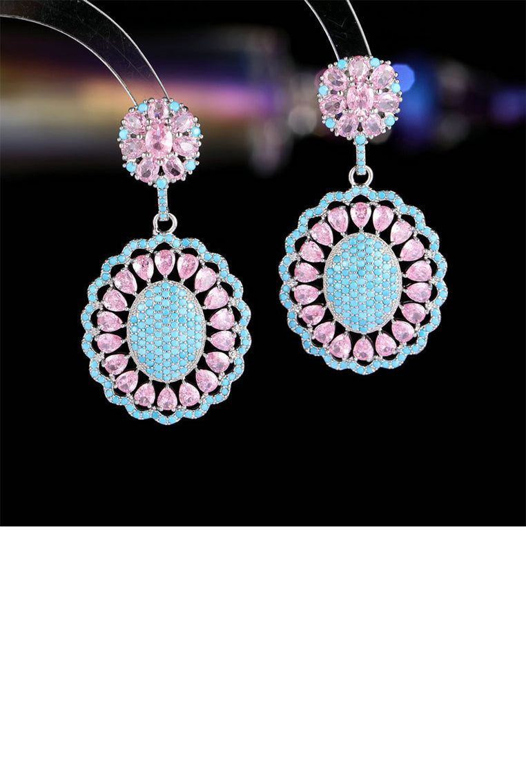 Elegant Dazzling Hollow Pattern Geometric Oval Earrings with Cubic Zirconia - Luxurious Look