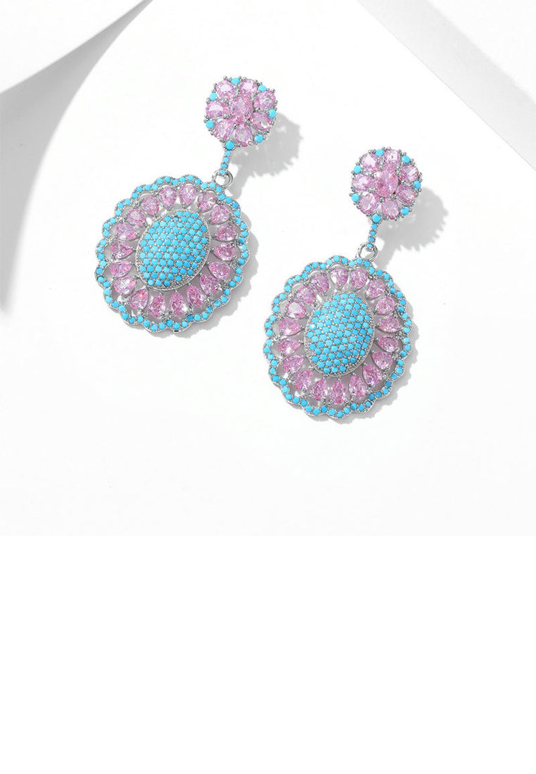 Elegant Dazzling Hollow Pattern Geometric Oval Earrings with Cubic Zirconia - Luxurious Look