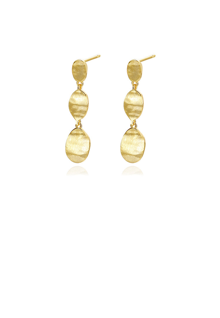 925 Sterling Silver Plated Gold Simple and Fashion Geometric Oval Tassel Earrings