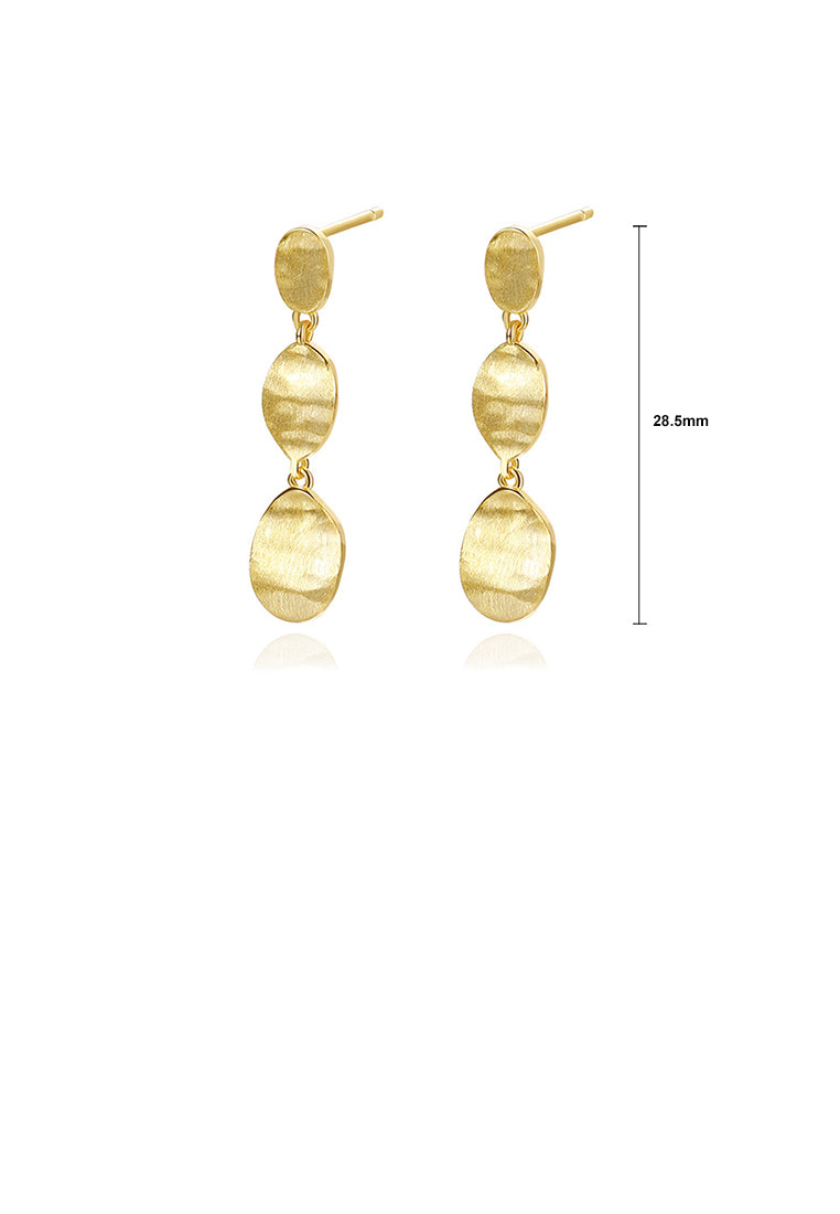 925 Sterling Silver Plated Gold Simple and Fashion Geometric Oval Tassel Earrings