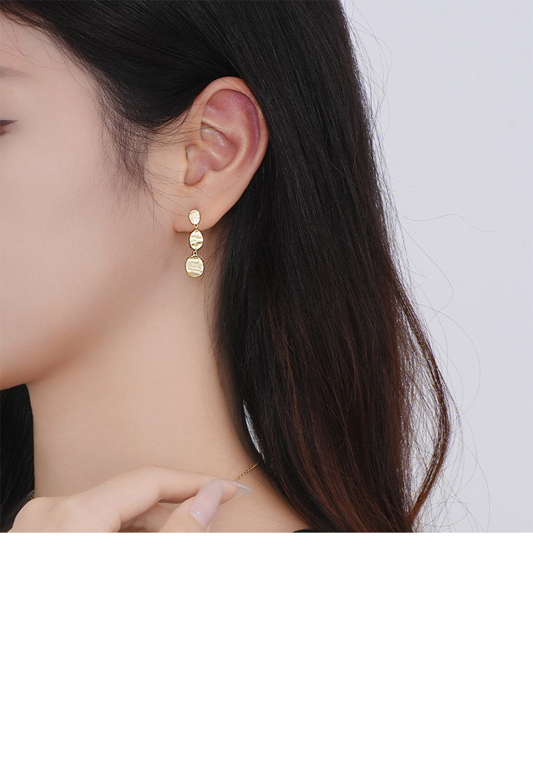 925 Sterling Silver Plated Gold Simple and Fashion Geometric Oval Tassel Earrings