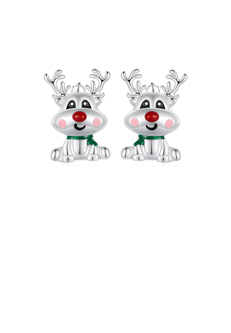 925 Sterling Silver Simple Cute Elk Stud Earrings