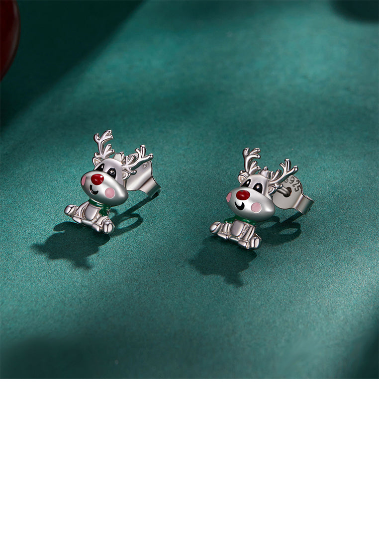 925 Sterling Silver Simple Cute Elk Stud Earrings