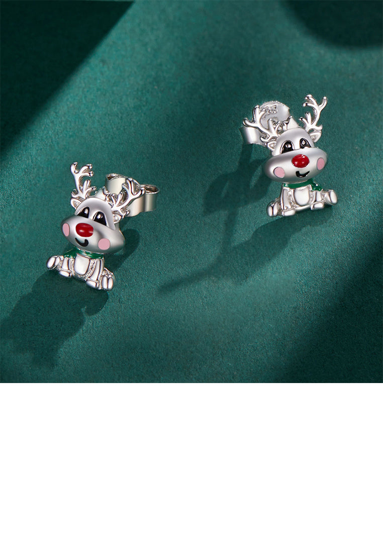 925 Sterling Silver Simple Cute Elk Stud Earrings