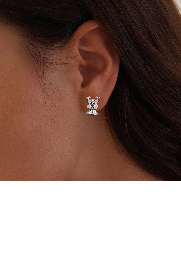 925 Sterling Silver Simple Cute Elk Stud Earrings