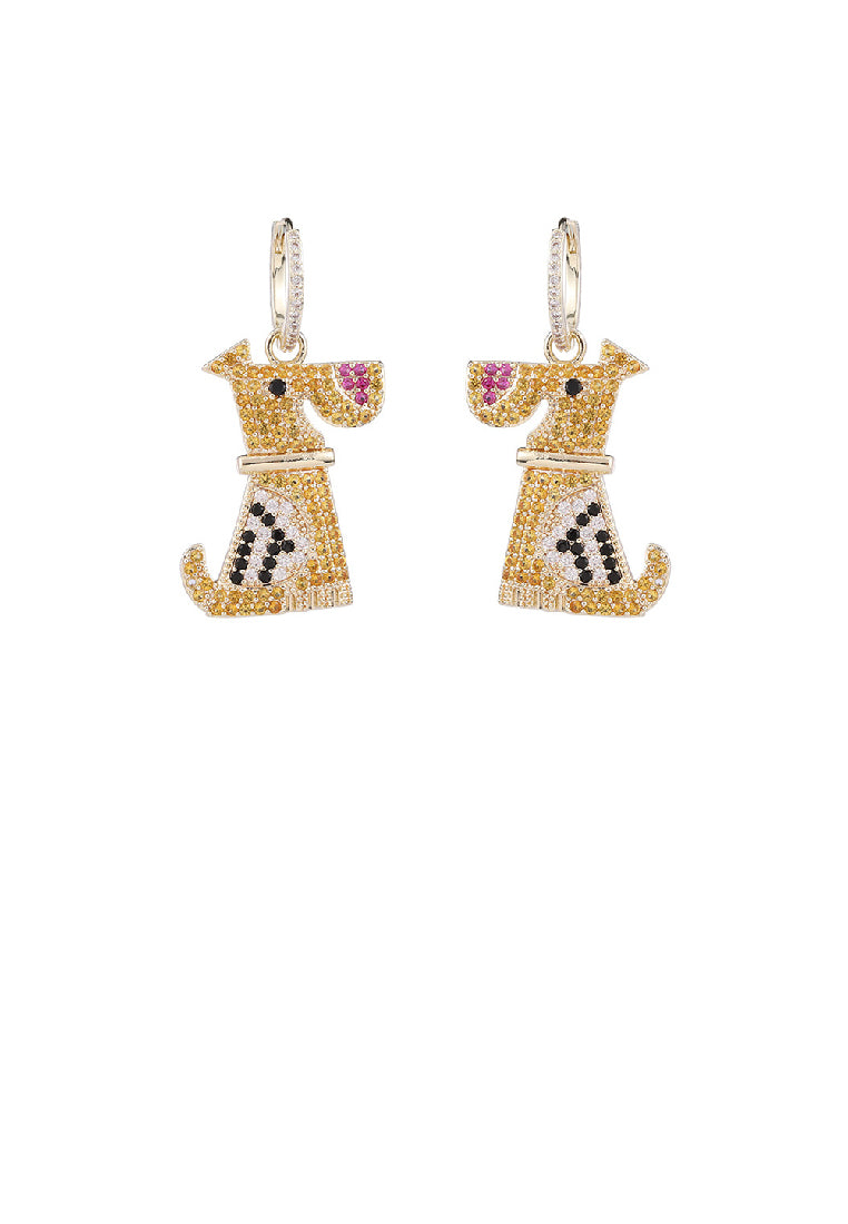 Brilliant Lovely Plated Gold Poppy Earrings with Yellow Cubic Zirconia - Luxurious Look